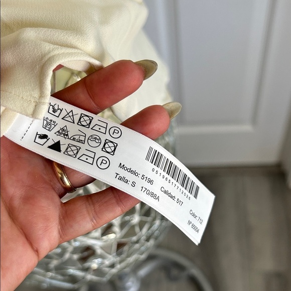 Massimo Dutti Cream Black Crystal Silk V-Neck Tank Top - Picture 8 of 9